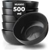 MIAMIO - 6 x 500ml Set di Ciotole/Coppe Esterno Nero Interno Colorato (nero)