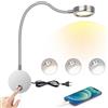 ERWEY Lampada da lettura a parete, lampada da parete a LED con pulsante a sfioramento luce regolabile 3000K-6000K, lampada da letto 4W Lampada a collo d'oca flessibile a 360°, argento