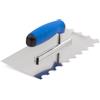 Mivos Cazzuola Dentata Semicircolare 270 x 130 mm - Frattazzo Dentato 20x10 mm in Acciaio Inox - Galleggiante Dentato di Colla - Cazzuola per Piastrelle con Dentatura ad Arco - Prodotto in UE