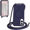 FMPCUON FNPCUON Cover Magnetica Silicone per Samsung Galaxy S25 Edge con Cordino,Compatibile con MagSafe,Custodia con Laccio Collana Tracolla Collo Sottile TPU Antiurto Protettiva Case con Corda.Blu