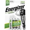 ENERGIZER BATTERIE RICARICABILI ENR UNIVERSAL NH12 AAA 500 BP4 PRECAR BR, argento, Micro LR03 (E301375700)