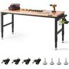 VEVOR Banco da Lavoro Regolabile Tavolo Lavoro Dimensioni Piano 1829 x 635mm Altezza Regolabile 71,1-100,3 cm Carico max. 1361kg, Tavolo con Prese di Corrente Piano in Legno per Ufficio, Casa, Garage