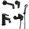 PAINI Set miscelatori lavabo a muro e bidet con esterno vasca fisso nero opaco - Parallel di Paini