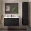DEGHI Mobile da bagno sospeso 100 cm con specchio nero carbone opaco - Audrey