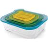 Joseph Joseph Nest Glass Set di 4 Contenitori per Alimenti con Coperchi, impilabili, dal Design Salvaspazio, sicuri per Forno, Freezer, Microonde e Lavastoviglie