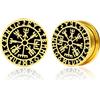 DOEARKO Flesh Tunnel Dilatatore per orecchio in Acciaio Inossidabile Tunnel per orecchio Ear Stretching Piercing per Uomini e Donne 8 mm a 16 mm (Oro, 14mm)