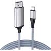 lulaven Cavo HDMI per iPhone, cavo AV digitale 1080P per monitor proiettore TV compatibile con Phone 14 13 12 11 SE XS XR X 8 7 6s 6 5s 5c 5, Pad e Pod, Plug and Play Argento 2,0 m