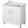 Negrari Eco lavatoio in nobilitato 80x50x85 senza cesto, asse di lavaggio in legno e kit di scarico autopule codice prod: 6010