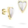 LIEBESKIND BERLIN - Orecchini in metallo a forma di cuore, in acciaio inox, bicolore argento/oro, 1,5 cm, chiusura a incastro, impermeabili e delicati sulla pelle