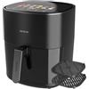 Cecotec Friggitrice ad Aria senza Olio 6,5L Cecofry&Grill Duoheat 6500. 3 in 1 Grill e Piastra per Pizza, Doppia Resistenza 2200W, Finestra di Visualizzazione, 12 Menu, Temp. 40-200°C, Cottura 3D