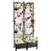 Kalolary Aiuola rialzata da 175 cm con traliccio in metallo, grande fioriera in plastica con foro di scarico su ruote Trellis, supporto per piante rampicanti, letto da giardino rialzato, per esterni