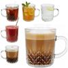 Oceano Set 6 Tazze in Vetro Trasparente 240ml Design Elegante Intagliato a Diamante con Manico Ideali per Caffè, Cappuccino, Tè Caldo e Freddo, Succhi e Tisane