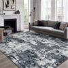 INOVADAY 240x300 cm Tappeto Lavabile in Lavatrice Tappeti Moderno Astratto Nero/Grigio