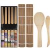MengH-SHOP Bamboo Sushi kit Strumenti Includere Bacchette Tappetini per Sushi Cucchiaio Spatola di Riso per Principianti Chef DIY 9 Pezzi