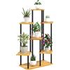 Outsunny Supporto per piante a 7 livelli per interno ed esterno, scaffale piante in acciaio e legno, legno naturale