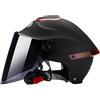 BOSERMEM Casco Aperto Classico, Mezzo Casco Con Visiera, Fibbia a 7 Sezioni, Calotta In 709abs Combinata Con Strato Di Ammortizzazione Eps(Nero Opaco,Visiera Nera)