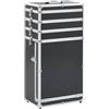 vidaXL Valigia Trolley per Cosmetici 4 Scomparti e Cassetto Beauty Case Valigetta Make Up Trucco con Ruote in Legno ABS Alluminio Nero