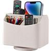 XNONE Supporto per telecomando a 360 rotanti, 5 pezzi, comodino, in pelle PU, organizzatore multifunzione per ufficio, scrivania, organizer per iPad Mini/penna/telefono/media (beige)