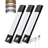 EZVALO 20CM, 30 LED Wireless Cabinet Light con Sensore di Movimento, Luce per Armadi con 3 Temperature di Colore Variabili Ricaricabili per Cucina, Guardaroba, Scale, Nero (3 Pezzi)