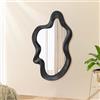 Lzuso Specchio asimmetrico per decorazione da parete, grande, 55 x 37 cm, moderno specchio da parete con cornice in legno, forma unica, specchio artistico ondulato decorativo per soggiorno, camera da letto,