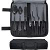 DOJA Barcelona | Kit Professionale per Chef | Colore Nero | 7 Utensili Cucina Professionali | Impiattare e Decorare Piatti Ristorante | Cucchiai Salse, Cucchiaio Forato, Spatola, Pinze di Precisione