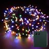 YOSION 500 luci a LED a batteria, funzionamento a batteria, cavo verde scuro, funzione timer 8 modalità antipioggia, Natale, giardino, decorazione per matrimoni (multicolore, 500 LED)