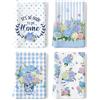 Arquiel Set 4 Strofinacci Cucina, Ortensia Fiori Blu 100% Cotone Canovacci Senza Pelucchi Asciugamani Durevole Riutilizzabili Panni Cucina Decorazione Regali per la Mamma 48 cm x 70 cm