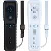 TechKen 2 telecomandi di ricambio per Wii, TechKen compatibili con Wii, telecomando di ricambio con silicone e cinturino da polso (bianco nero)