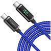 SOOPII 100W Cavo USB C, (2m Blu) Nylon Intrecciato Cavo USB C a USB C, Cavo di ricarica rapida Type-C con display a LED per lPhone 15/15 Plus, MacBook Pro, Galaxy S22/S10, Pixel, LG