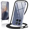Coiwxmoi Cover per Motorola Edge 60 Fusion con Cordino 6,67,Trasparente Custodia con Laccio Tracolla Corda Catena Cinghia,Ultra Morbido Silicone TPU Antiurto Case per Motorola Edge 60 Fusion, Nero