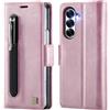 Teeirllim Custodia per Samsung Galaxy Z Fold 7, Blocco RFID PU Pelle Portafoglio Flip Case, Carta Fessura, Funzione Supporto, Antiurto Case Cover per Samsung Galaxy Z Fold 7 - Rosa
