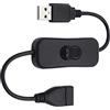 CABLEPELADO - Cavo USB con interruttore on/off, adatto per cuffie USB, lampada USB, ventilatore USB, strisce LED, sistema iOS, nero, 30 cm