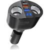 Qidoe Cigarett Splitter USB C Caricabatteria Auto Accendisigari: 12 V/24 V PD30W QC 3.0 Caricatore 120W Doppio Presa Adattatore Accendisigari Sdoppiatore con LED voltmetro per Cellulare,GPS,Dash Cam