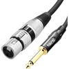 Tisino Cavo Microfono Femmina XLR a 6.35mm TS Maschio Mono Cavo Mic Sbilanciato Cavo Interconnessione Mic per Microfono Dinamico - 3m