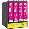 JoyPrinting Cartucce d'inchiostro magenta 27XL di ricambio per Epson 27 27XL per stampanti Workforce WF-3620 WF-7110 WF-7610 WF-3640 WF-7210 WF-7620 WF-7715 WF-7720 (4 magenta)