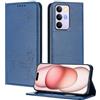XINYEXIN Custodia in Pelle per Realme C85 5G/4G | Blu, Cover a Libro, Portafoglio, Blocco RFID, Slot per Carte, Chiusura Magnetica, Supporto, Antiurto