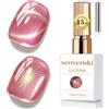 Senvenski Gelatina Vetro Cat Eye Smalto Semipermanente, 15ML Occhi di Gatto Magnetica per Gel Unghie Kit Olografico Glitterato Cristallo Smalti Unghie Salon Home DIY (oro rosa, 0.5fl oz)