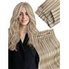 Fshine Extension Capelli Veri Clip Invisibile PU 50 cm 110 g 6 pcs Fissaggio ad alta Densità Biondo Cenere Chiaro Lisci Umani Estensione Clips Confortevole Compleanno Colore 16P22
