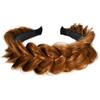 TOECWEGR Fascia per capelli intrecciata Messy Wide 2 Strands Fluffy Braids Wig with Tooth Women Headband Band (Tramonto rosso)