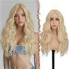 FESHFEN Parrucca Lace Front Parrucche Sintetiche senza colla Lunghe Ondulate con HD Lace per Donne, Biondo Chiaro 70 cm