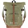 BRISA VW Collection - Zaino da viaggio Volkswagen Rolltop in pelle bovina e tela cerata, impermeabile (25-35 litri)
