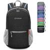 ZOMAKE Zaino Pieghevole Ultraleggero, Zainetto Leggero Ripiegabile da Viaggio 10L, Backpack Richiudibile Salvaspazio Trekking Piccolo Tascabile per Uomo Donna (Nero)