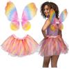 Boland 52871 - Costume da fatina arcobaleno, 2 pezzi, ali e tulle in colori arcobaleno, per bambini, gonna in tulle, fiaba, elfo, farfalla, travestimento, carnevale, asilo e feste a tema