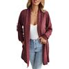 iChunhua Cardigan da donna aperto sul davanti, a maniche lunghe, leggero, con tasche, Rosso vinaccia, S