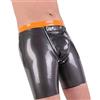 IOKUKI Boxer in Lattice per Uomini,Shorts in Gomma Metallica Argento con Cucchiaia Rimovibile - Ideali per Costumi Latex Party-M