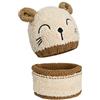 MengH-SHOP Bambino Berretti e Cappellini Infantile Berretto a Maglia Caldo con Sciarpa a Cerchio Scaldacollo per 1-3 Anni Ragazzo Ragazza (Beige)
