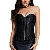 SLIMBELLE Corsetto Sexy Donna Bustino Burlesque Pizzo Gotico Modellante Top Cerniera Lace Shapewear in Rosso e Nero Vintage Cincher per Halloween Carnevale Festa