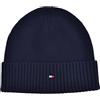 Tommy Hilfiger Berretto in cotone cashmere Beanie blu Space Blue One Size