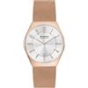 Skagen Grenen Orologio da uomo, Movimento al quarzo a tre lancette con cinturino in acciaio inossidabile o in pelle, 37 mm, Tono oro rosa