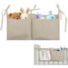 Bavooty Borsa Appendere per Lettino,Organizer per Cameretta dei Bambini,Tasche Portaoggetti Letto,2 Tasche,Portaoggetti Tasca da Appendere per Letto Usato per Riporre Vestiti Pannolini Giocattoli,Kaki